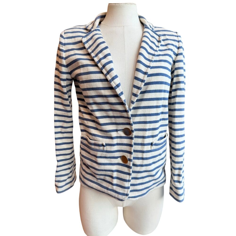 Sandro Paris Women's 36 | 4 US Blazer Cotton Nautical Maritime Blue Striped